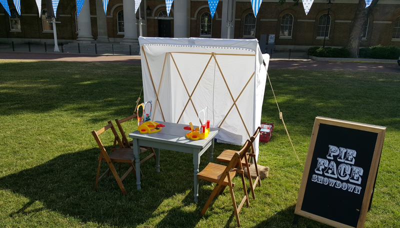 Pie face challenge stall hire